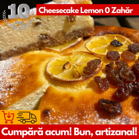 Cheesecake Lemon fără Zahăr cu Brânză Dulce, Stafide și Lămâie – Deliciu Citric cu Eritritol