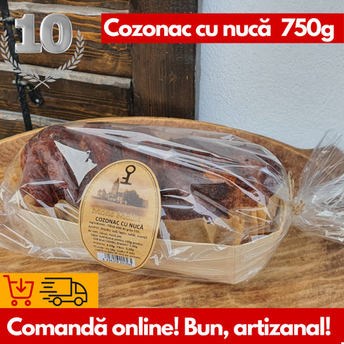 Cozonac artizanal cu Maia și Nucă 750g - Deliciul Sărbătorilor