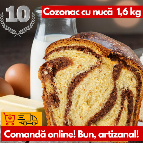 Cozonac artizanal cu Maia și Nucă 1,6 kg - Deliciu Artizanal de la Mons Mellis