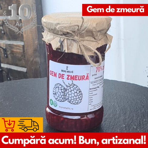 Gem de Zmeură Mons Mellis (320g) – 70% zmeură, gust intens