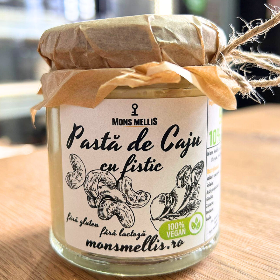 Pastă de caju cu fistic în borcan