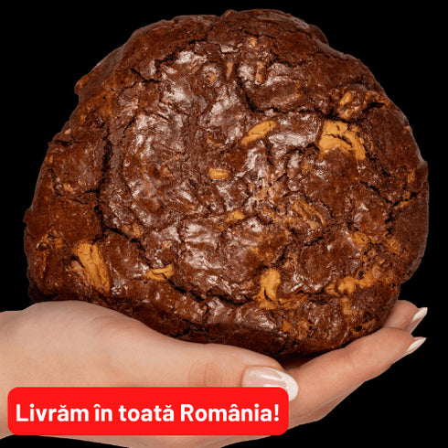 Biscuiți uriași artizanali cu ciocolată amber și nucă 180g