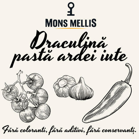 Draculină - Pastă de Ardei Iute cu Roșii și Usturoi - Rețetă de Familie de la Mons Mellis